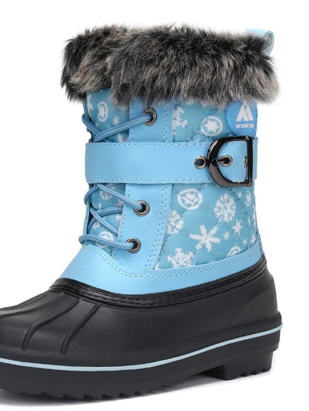 Mishansha Kids Winter Snow Boot - Light Blue Faux Fur